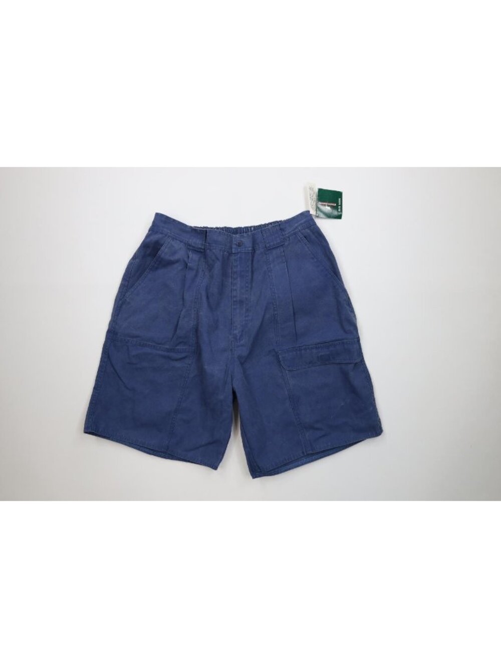 Deadstock Vtg 90s Streetwear Mens 44 Stonewash Canvas Above Knee Cargo Shorts